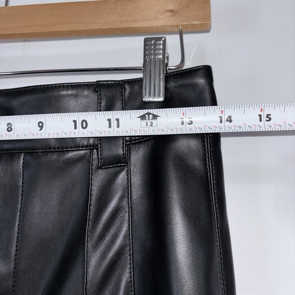Zara Faux Leather Straight Leg Pants Black High Rise Tailored XS - Picture 4 of 8
